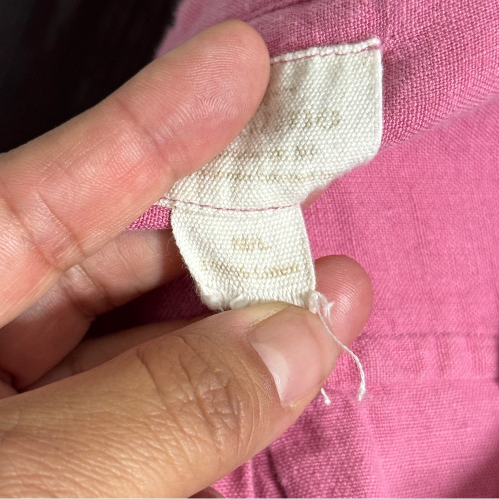 Vikolino MEDIUM LARGE Pink 100% Linen Short Sleeve Shirt Dress - Picture 7 of 8
